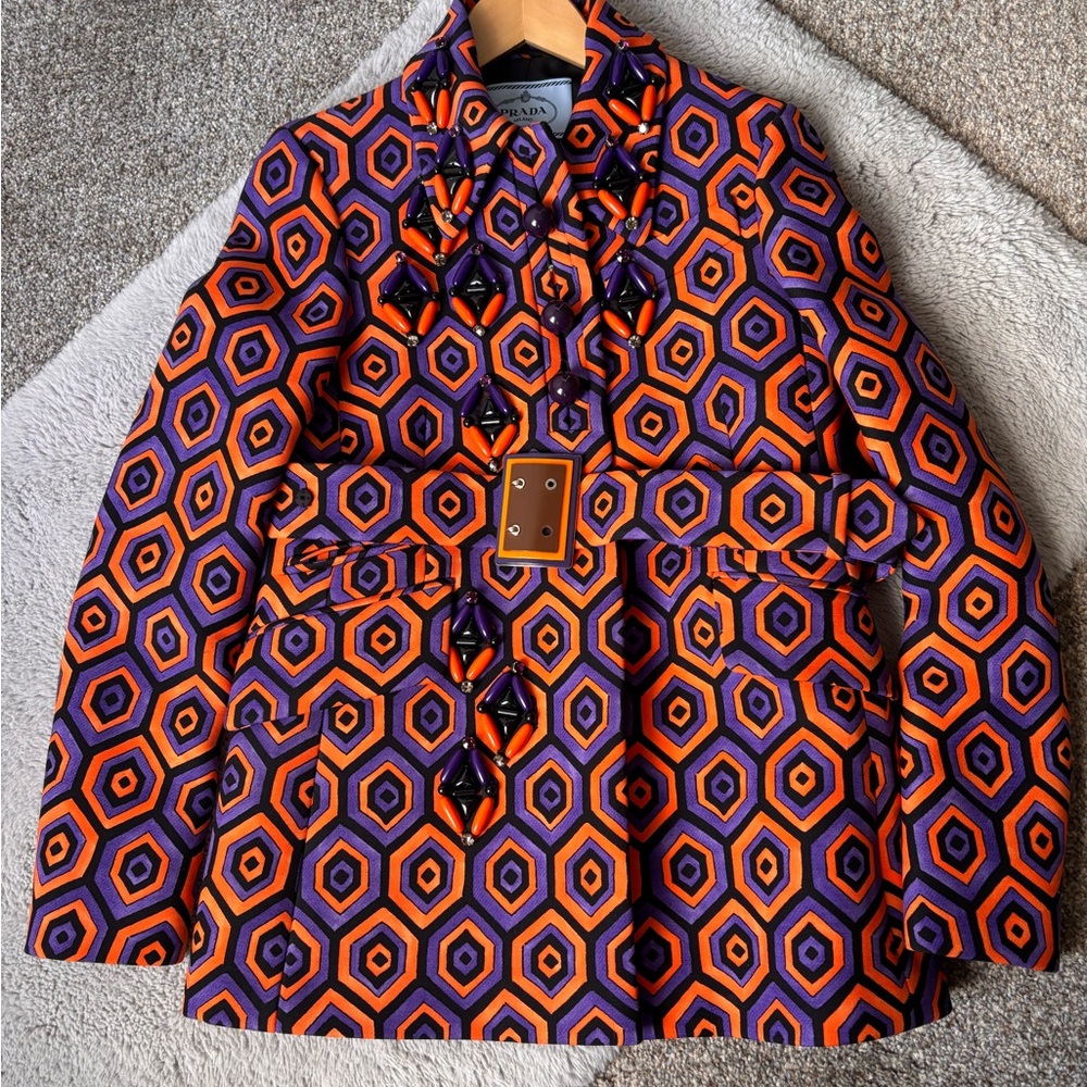 Prada Orange and Purple Geometric Jacket